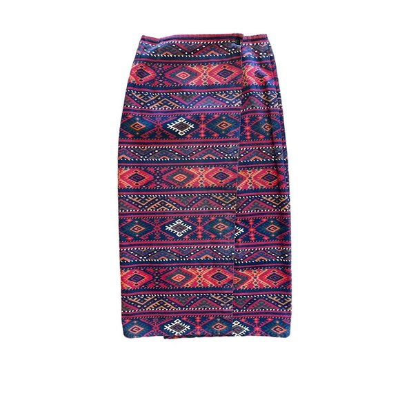 Cambridge Dry Good Womens Wrap Skirt 8 Aztec Print Heavy Weight - Picture 1 of 9